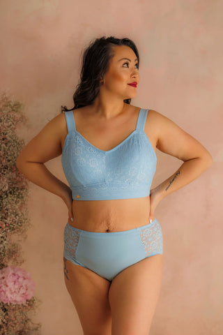 Careless Aline Flower Bra Big Cup - Airy Blue