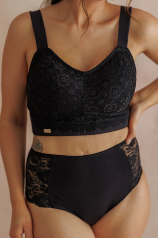 Careless Aline Flower Bra Big Cup - Black Onyx