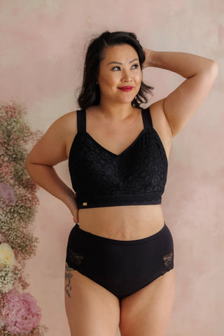 Careless Aline Flower Bra Big Cup - Black Onyx