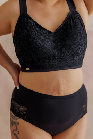 Careless Aline Flower Bra Big Cup - Black Onyx