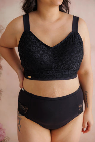 Careless Aline Flower Bra Big Cup - Black Onyx