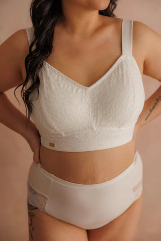 Careless Aline Flower Bra Big Cup - Bright White