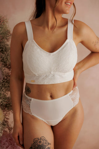 Careless Aline Flower Bra Big Cup - Bright White