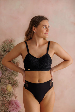 Careless Aline Flower Bra Small Cup - Black Onyx