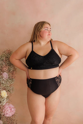 Careless Aline Flower Bra Small Cup - Black Onyx