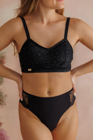 Careless Aline Flower Bra Small Cup - Black Onyx
