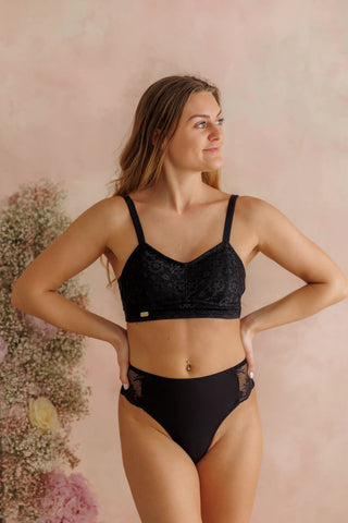 Careless Aline Flower Bra Small Cup - Black Onyx