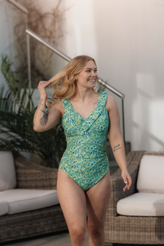 Careless Badedrakt Milano Badedrakt - Pastellgrønn - Flower Paint