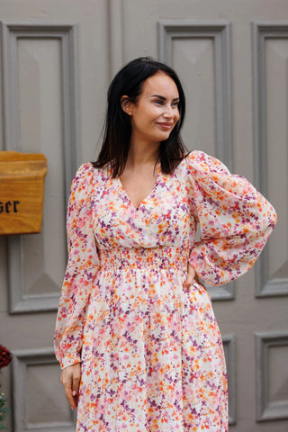 Careless Belle Chiffon maxikjole - Purple Floral