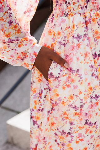 Careless Belle Chiffon maxikjole - Purple Floral