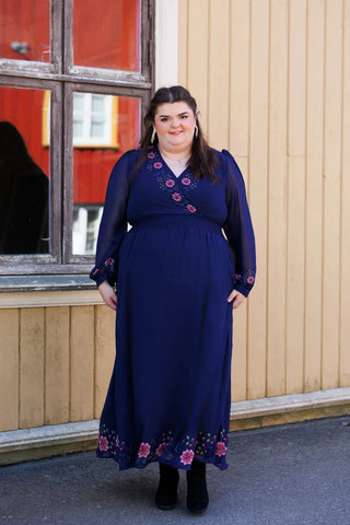 Careless Belle Festkjole lang - Mørk blå