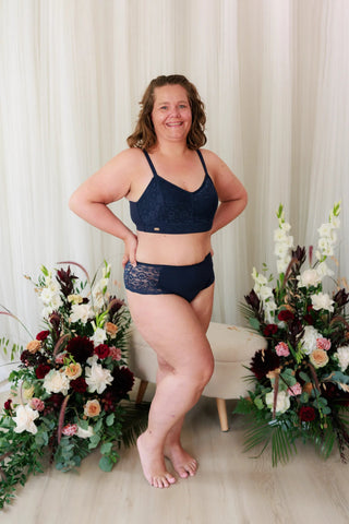 Careless BH Aline Flower Small Cup BH - Mørk blå