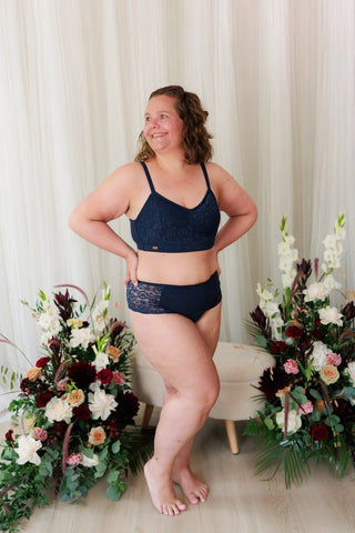 Careless BH Aline Flower Small Cup BH - Mørk blå