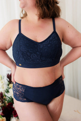 Careless BH Aline Flower Small Cup BH - Mørk blå