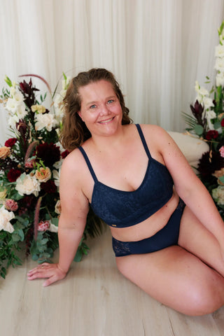 Careless BH Aline Flower Small Cup BH - Mørk blå