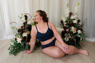 Careless BH Aline Flower Small Cup BH - Mørk blå