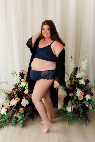 Careless BH Aline Flower Small Cup BH - Mørk blå