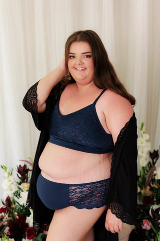 Careless BH Aline Flower Small Cup BH - Mørk blå