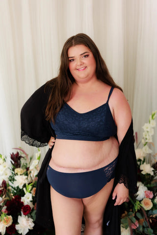 Careless BH Aline Flower Small Cup BH - Mørk blå