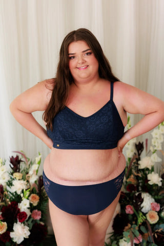 Careless BH Aline Flower Small Cup BH - Mørk blå