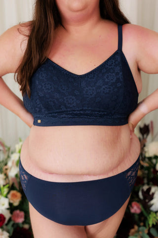 Careless BH Aline Flower Small Cup BH - Mørk blå