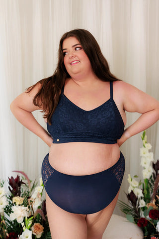 Careless BH Aline Flower Small Cup BH - Mørk blå