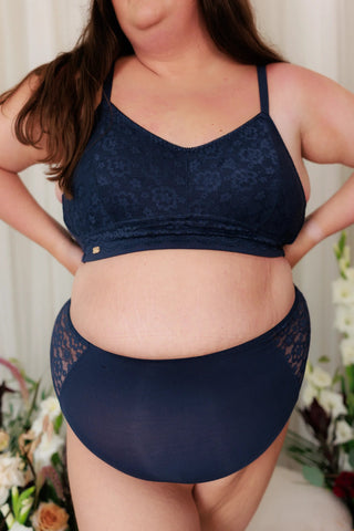 Careless BH Aline Flower Small Cup BH - Mørk blå
