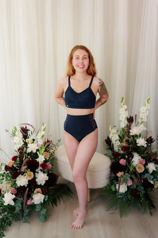 Careless BH Aline Flower Small Cup BH - Mørk blå