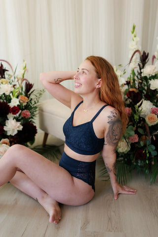 Careless BH Aline Flower Small Cup BH - Mørk blå