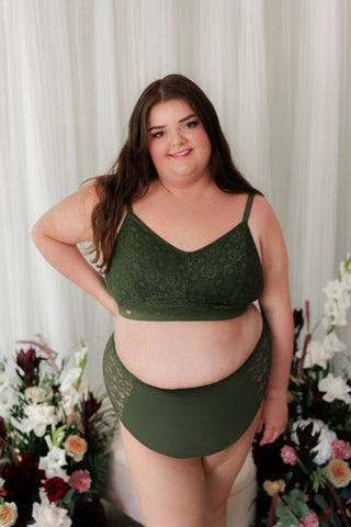 Careless BH Aline Flower Small Cup BH - Mørk grønn