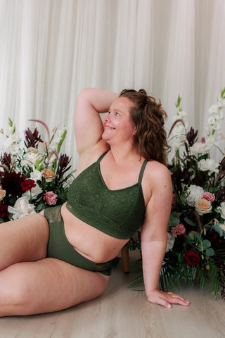 Careless BH Aline Flower Small Cup BH - Mørk grønn