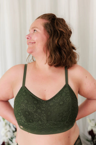 Careless BH Aline Flower Small Cup BH - Mørk grønn