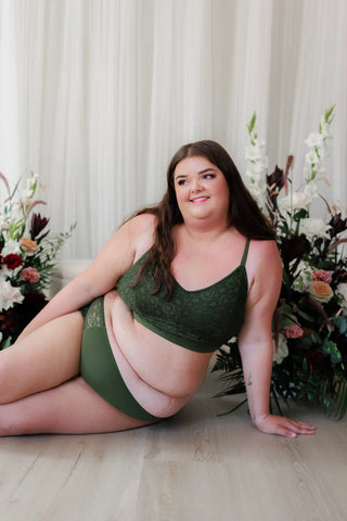 Careless BH Aline Flower Small Cup BH - Mørk grønn