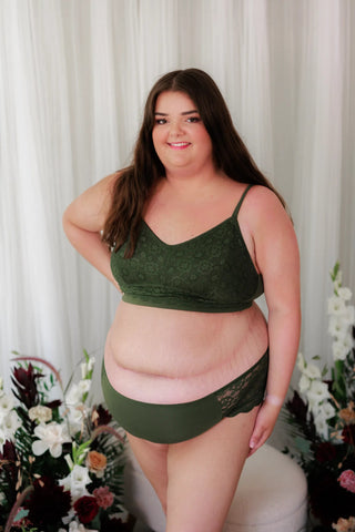 Careless BH Aline Flower Small Cup BH - Mørk grønn