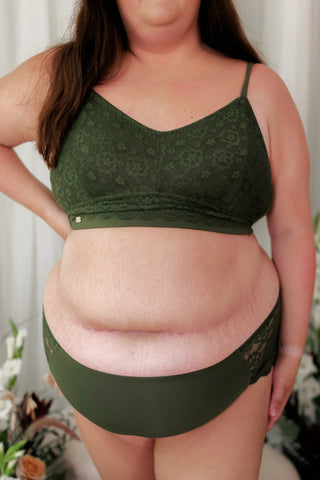 Careless BH Aline Flower Small Cup BH - Mørk grønn