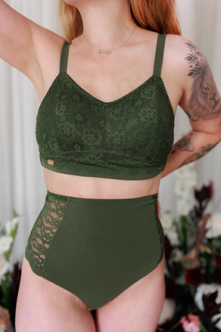 Careless BH Aline Flower Small Cup BH - Mørk grønn