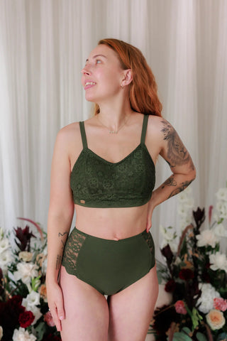 Careless BH Aline Flower Small Cup BH - Mørk grønn