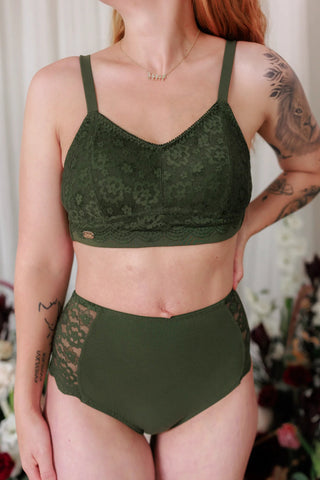 Careless BH Aline Flower Small Cup BH - Mørk grønn