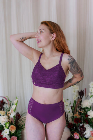 Careless BH Aline Flower Small Cup BH - Mørk lilla