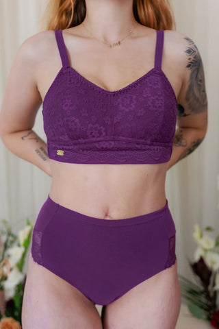 Careless BH Aline Flower Small Cup BH - Mørk lilla