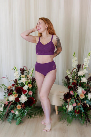 Careless BH Aline Flower Small Cup BH - Mørk lilla