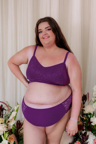 Careless BH Aline Flower Small Cup BH - Mørk lilla