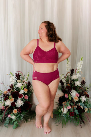 Careless BH Aline Flower Small Cup BH - Mørk rød