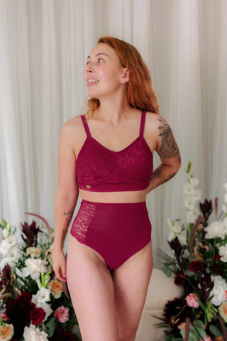 Careless BH Aline Flower Small Cup BH - Mørk rød