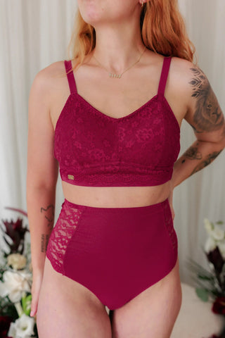 Careless BH Aline Flower Small Cup BH - Mørk rød