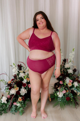 Careless BH Aline Flower Small Cup BH - Mørk rød