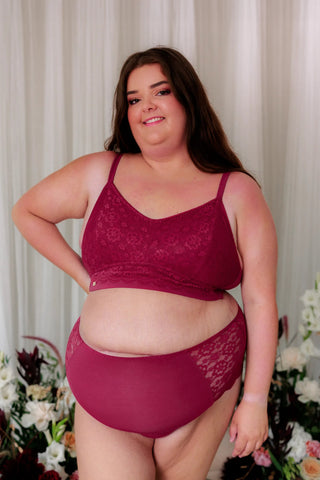 Careless BH Aline Flower Small Cup BH - Mørk rød