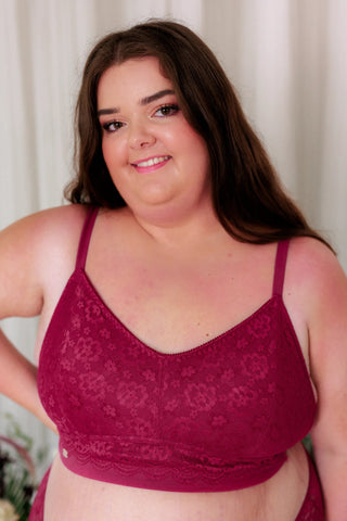 Careless BH Aline Flower Small Cup BH - Mørk rød