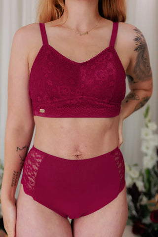 Careless BH Aline Flower Small Cup BH - Mørk rød