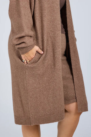 Careless Cardigan Kathrine Strikk Lang Cardigan - Brun